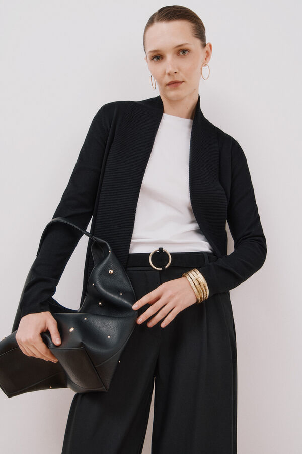 Cortefiel Chaqueta cuello chal Negro