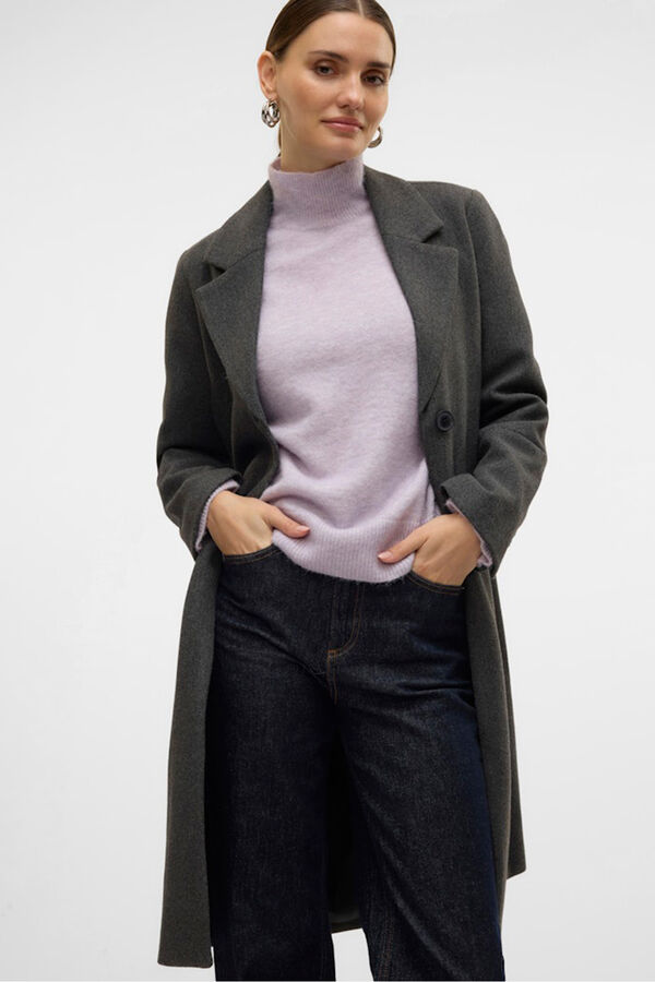 Vero Moda Abrigo mide de pa&ntilde;o Gris oscuro