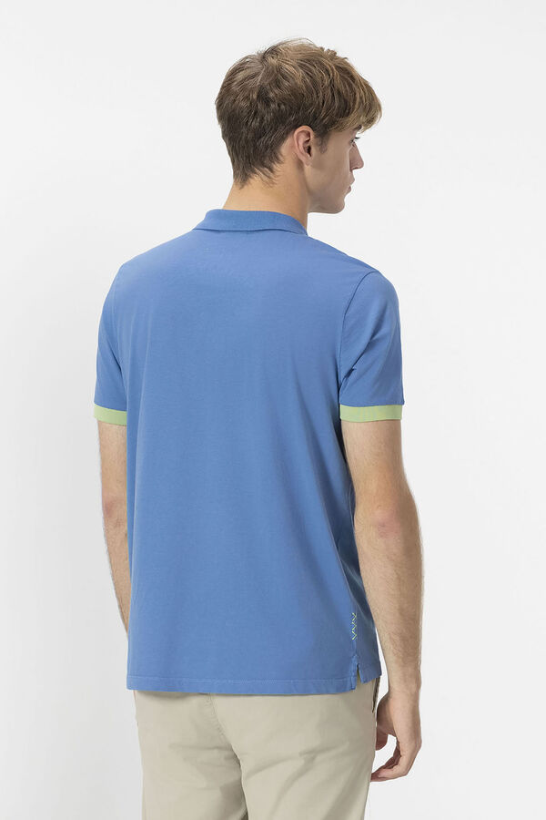 elPulpo Camisa polo lavada com patch contrastante Azul