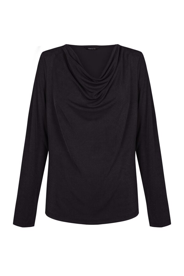 Cortefiel Top punto lurex drapeado Negro