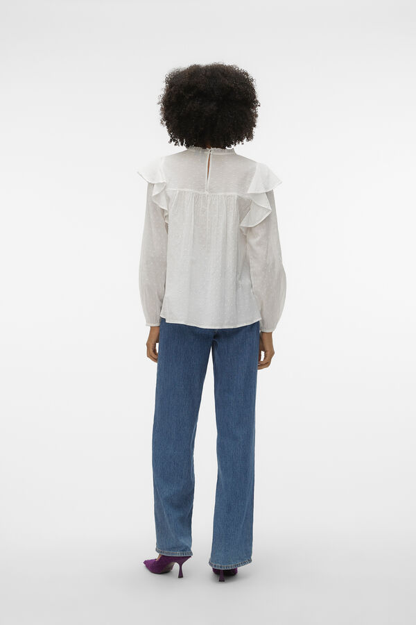 Vero Moda Top plumeti volantes Blanco