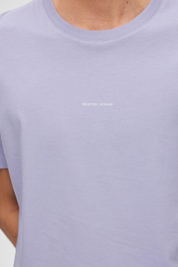 Cortefiel T-shirt de manga curta com logo frontal de algodão orgânico Roxo