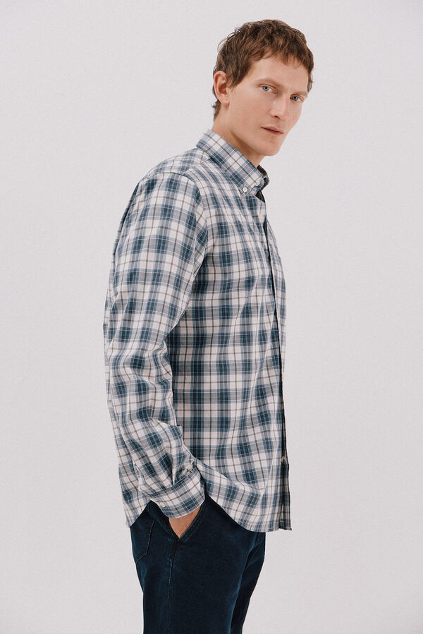 Cortefiel Camisa xadrez popelina Azul