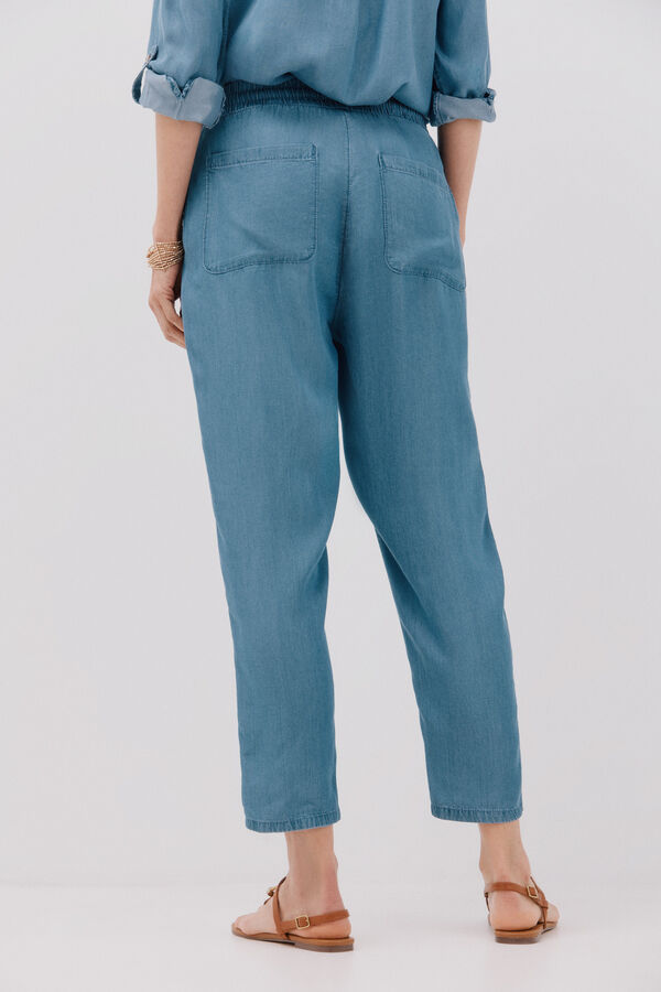 Cortefiel Pantalones fluidos tencel Azul