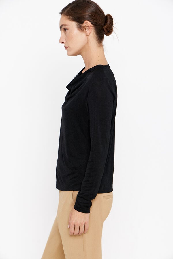 Cortefiel Top punto lurex drapeado Negro