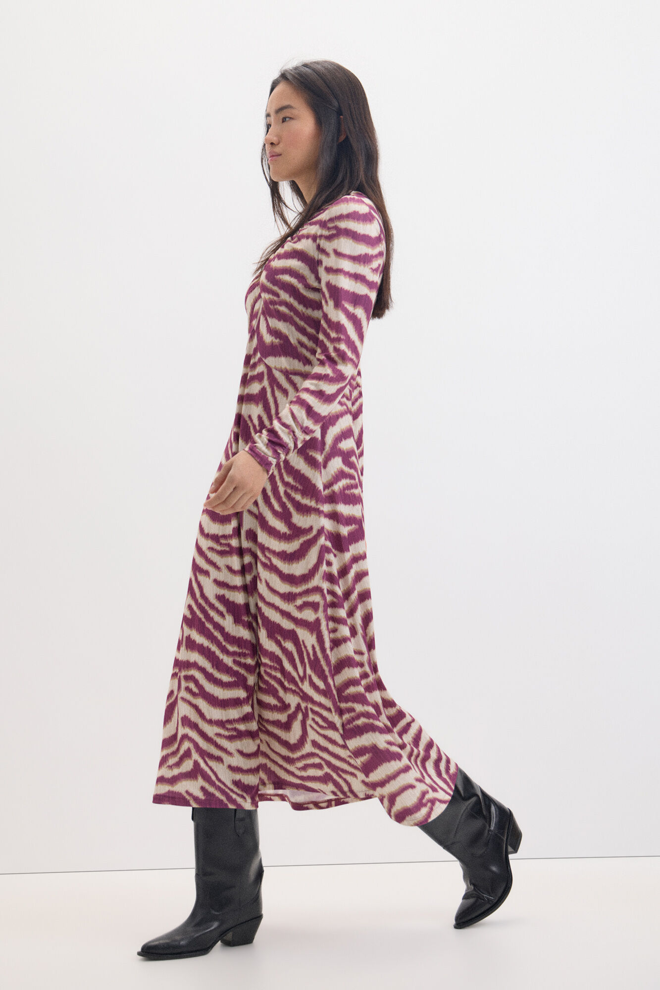 Cortefiel Vestido estampado manga morcego