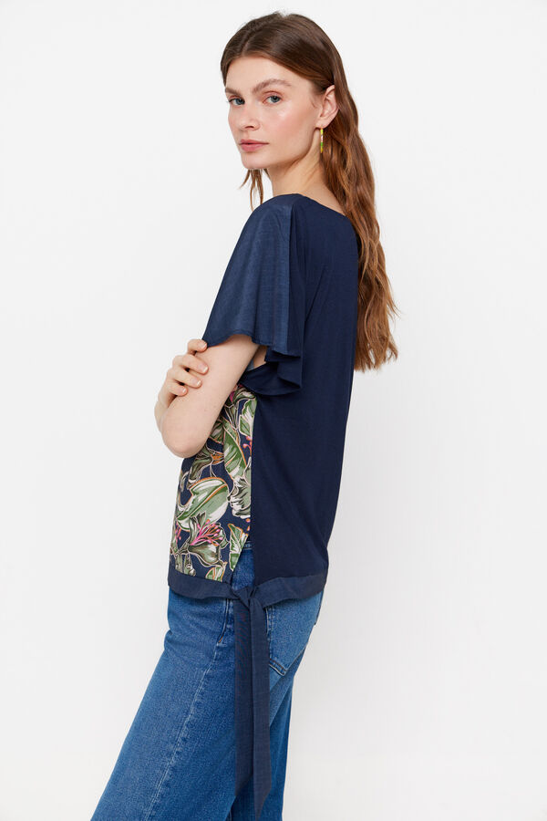 Cortefiel Top combinado em tecido estampado Azul