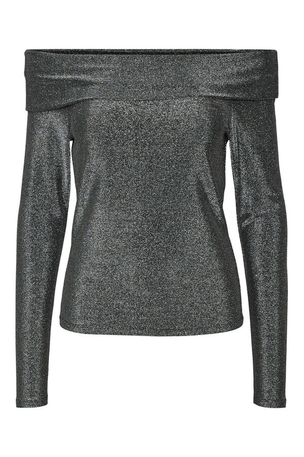 Vero Moda Blusa Lurex Bardot com gola Cinzento