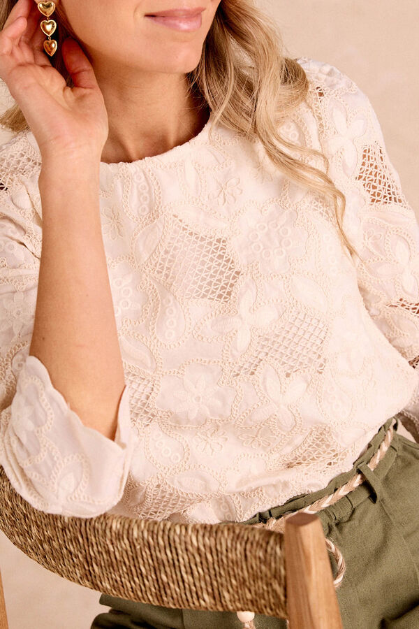 Pol&iacute;n Et Moi Blusa encaje Tiana Beige