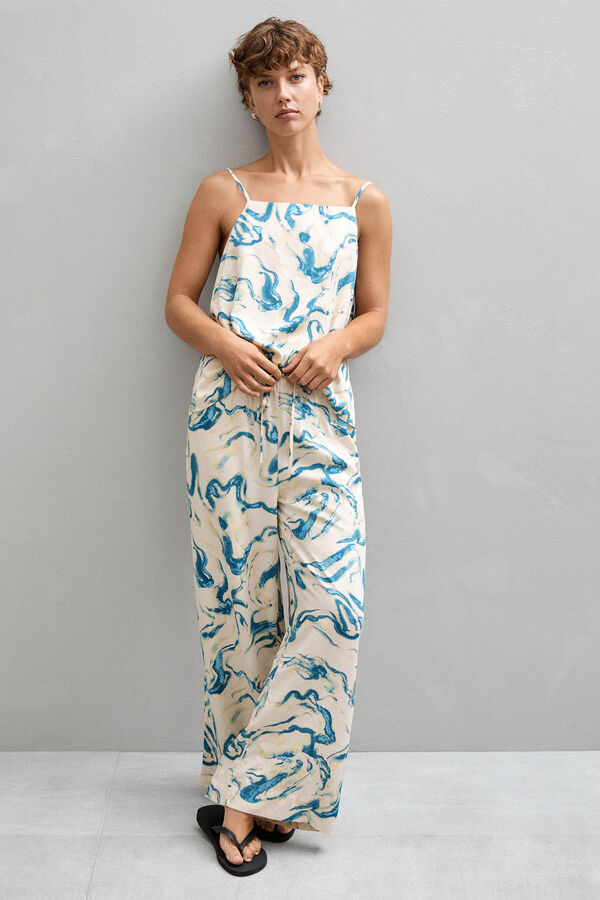 Selected Femme Calças largas estampadas confecionadas 100% com viscose. Cinzento