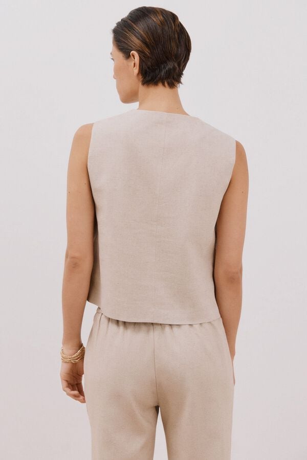 Cortefiel Colete aberto com manga cavas Castanho