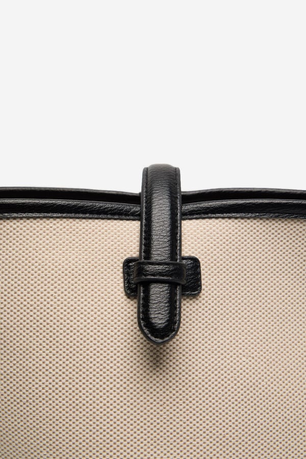 Cortefiel Bolsa maxi bucket de lona Preto