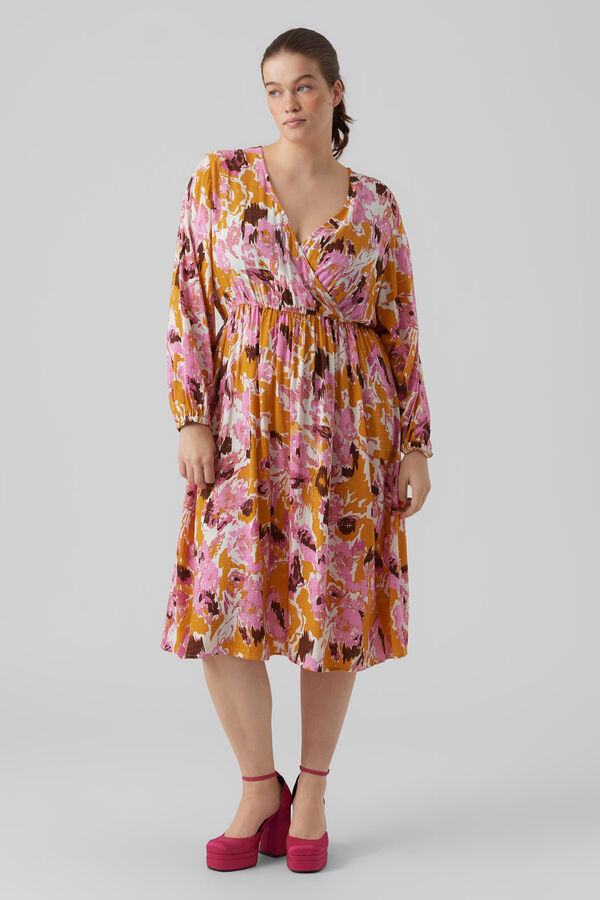 Vero Moda Curve Vestido midi talla grande Naranja