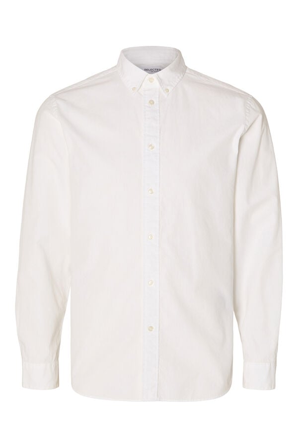 Selected Camisa de manga comprida Slim Fit confecionada com algod&atilde;o reciclado Branco