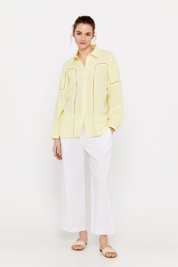 Cortefiel Camisa lino Amarillo