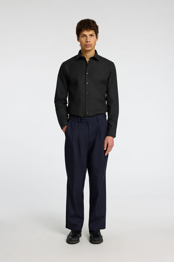 Selected Camisa de manga larga de vestir 100% algod&oacute;n Negro