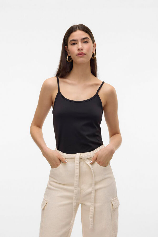 Vero Moda Top singlet el&aacute;stico Negro