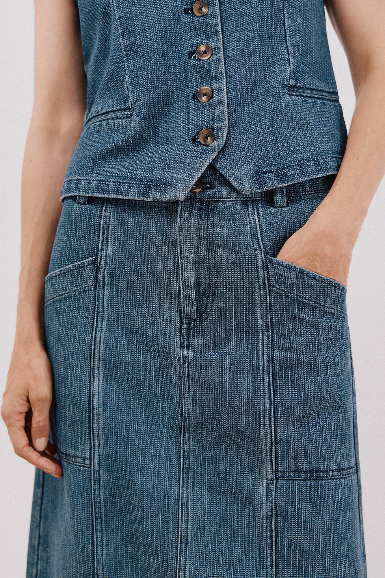 Cortefiel Saia jeans texturizada