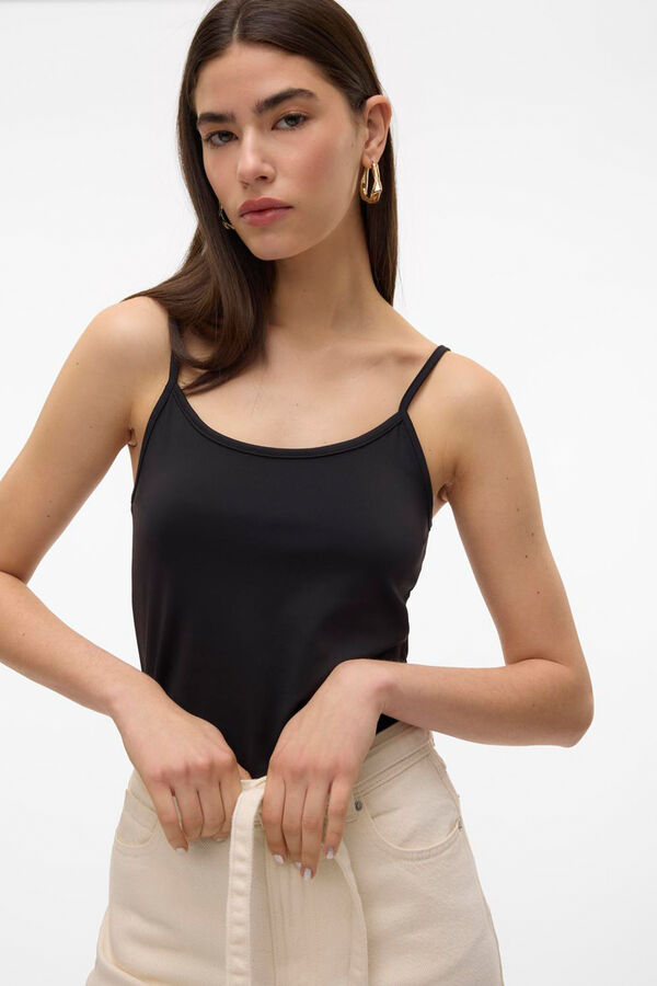 Vero Moda Top singlet el&aacute;stico Negro