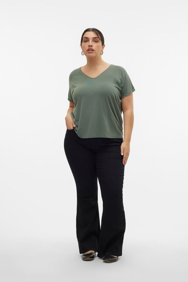 Vero Moda Curve Camiseta básica com gola bico size Verde