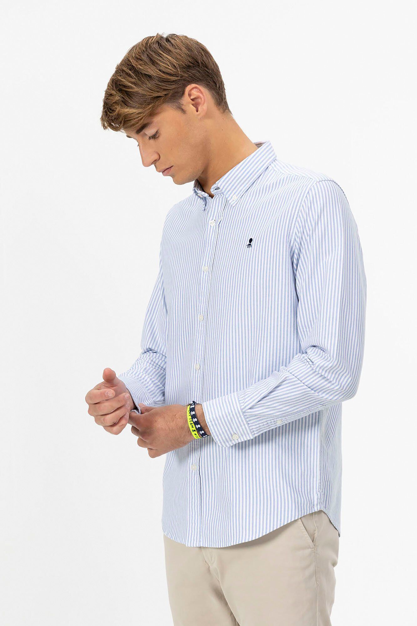 elPulpo Camisa oxford cuello bot&oacute;n rayas