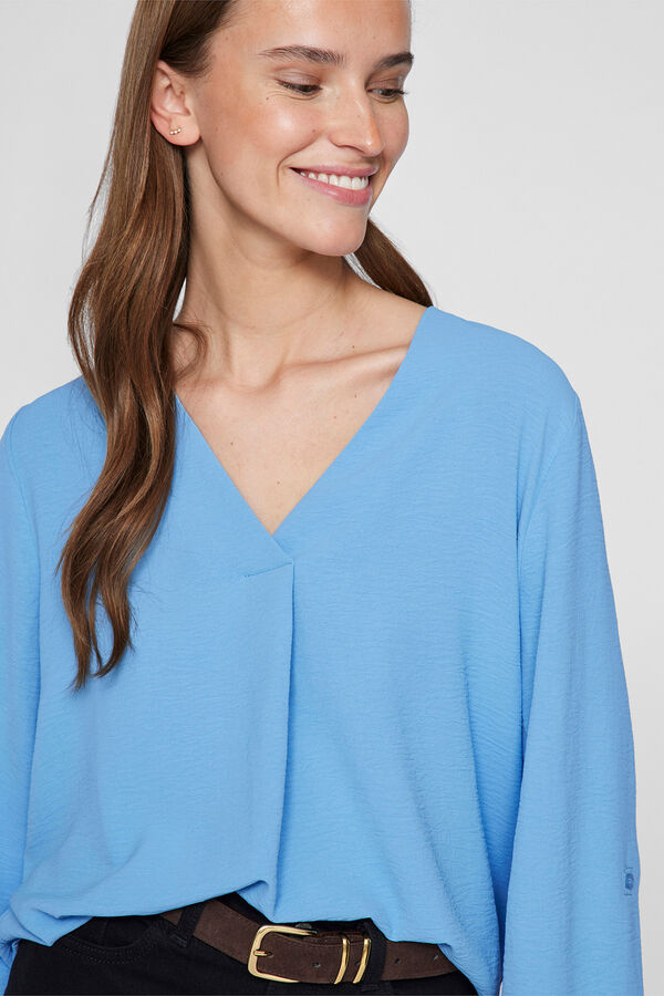 Vila Blusa manga m&eacute;dia Azul