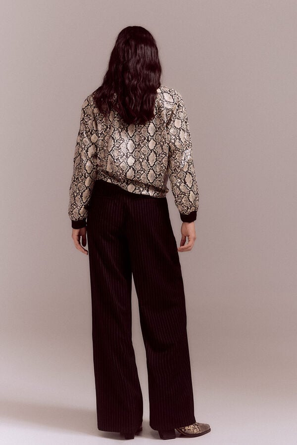 Slowlove Pantal&oacute;n sastre raya diplom&aacute;tica Estampado blanco