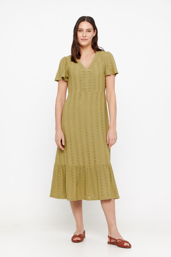 Cortefiel Vestido punto estructura Verde