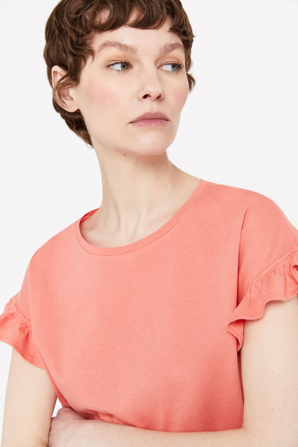 Cortefiel Camiseta volante Coral