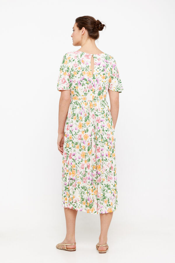 Cortefiel Vestido midi falda plisada Multicolor