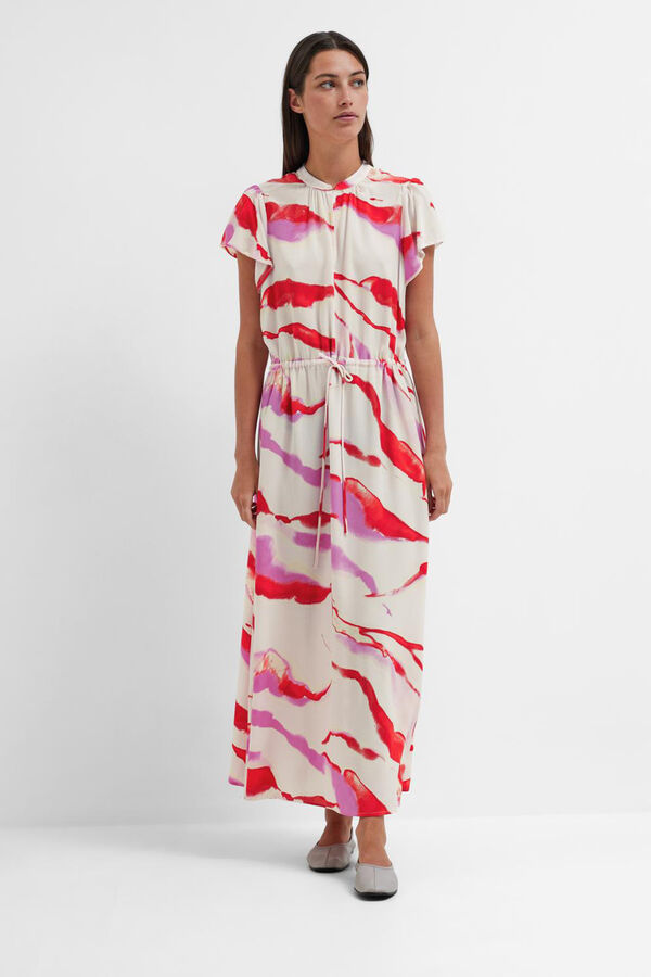 Selected Femme Vestido Midi estampado confecionado com viscose Ecovero.  Roxo