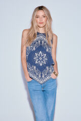 Slowlove Camiseta bandana Estampado azul