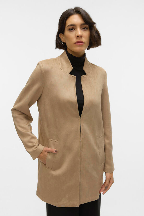 Vero Moda Casaco comprido efeito camurça Verde