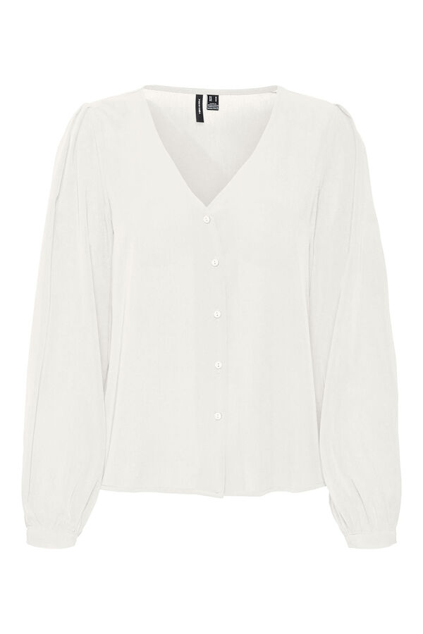 Cortefiel Camisa ancha de manga larga Blanco