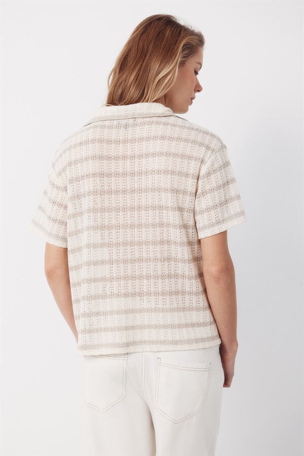 Cortefiel Camisa polo com riscas Tostado