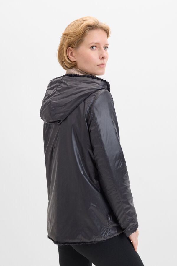 Cortefiel Cazadora corta reversible efecto pelo Negro