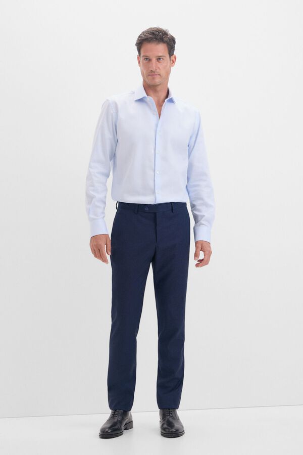 Cortefiel Camisa vestir estructura lisa f&aacute;cil plancha Azul