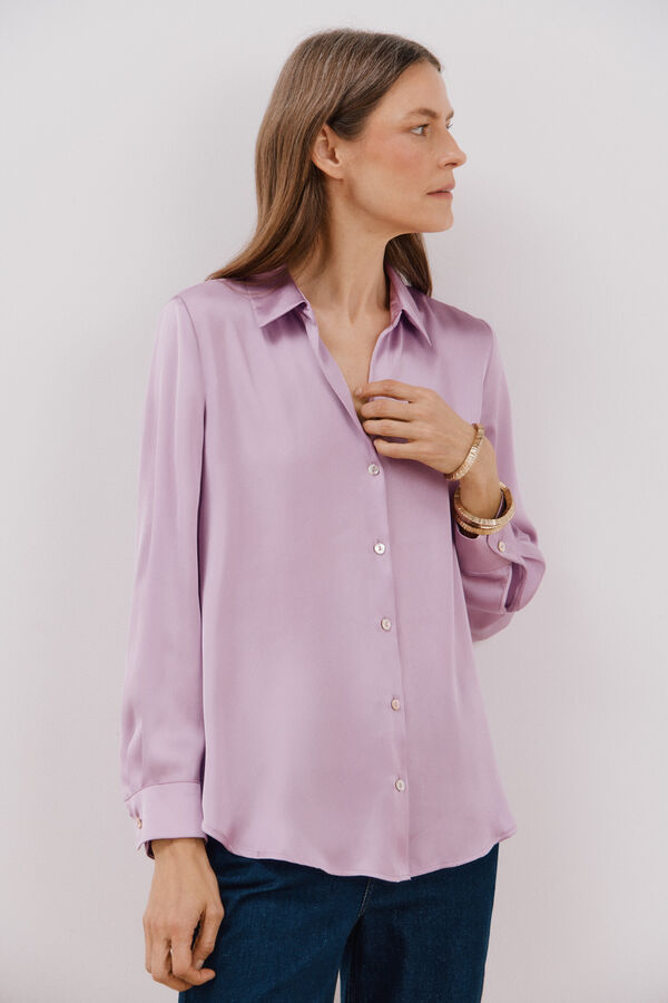 Cortefiel Camisa satinada Morado