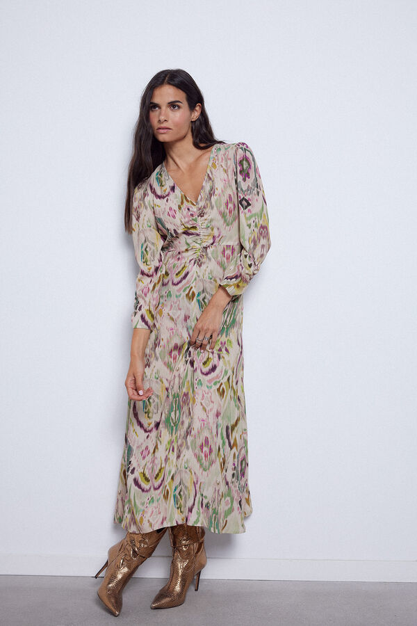 Slowlove Vestido estampado escote pico Multicolor
