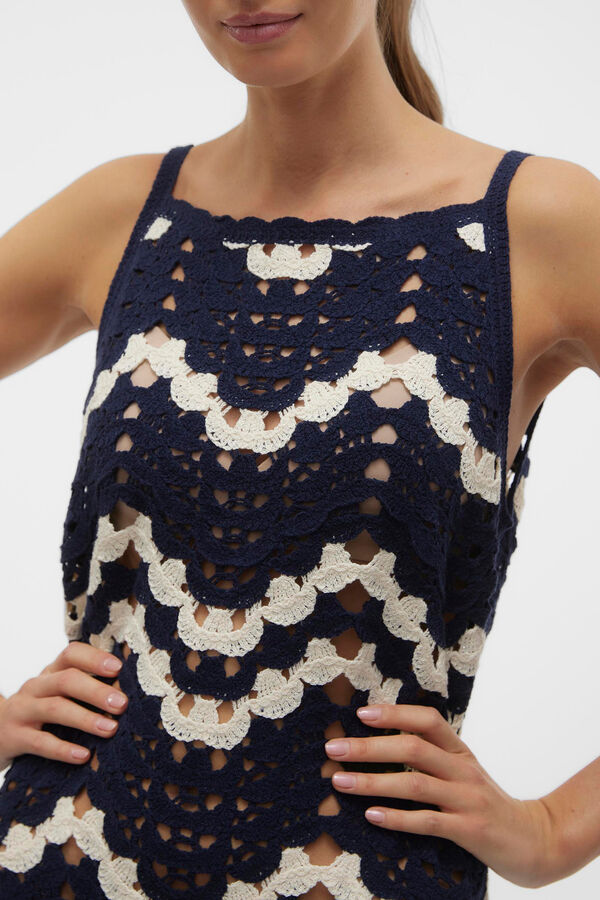 Vero Moda Vestido largo de crochet Azul marino