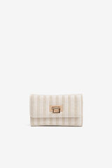 Vilanova Monedero efecto mimbre con solapa Beige