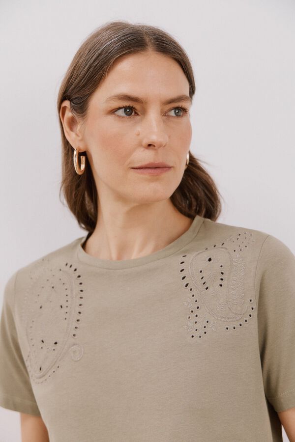 Cortefiel T-shirt bordada Verde