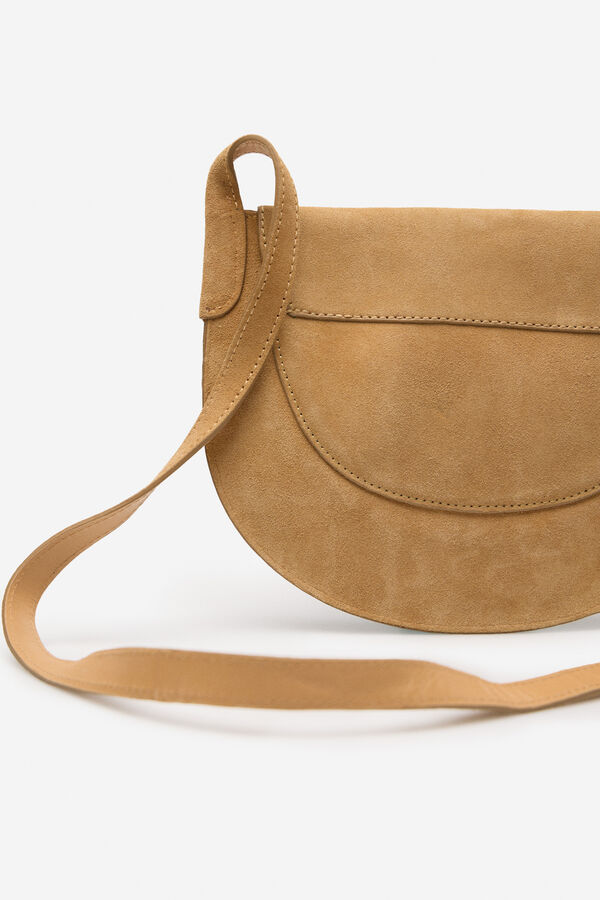 Cortefiel Bolsa de ombro de pele Castanho