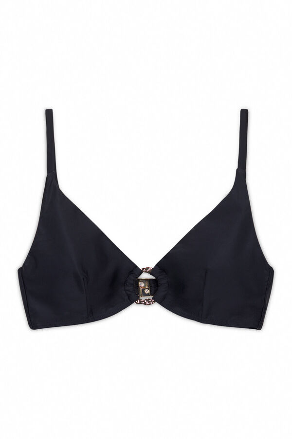 Cortefiel Top bikini anilla dorada Negro