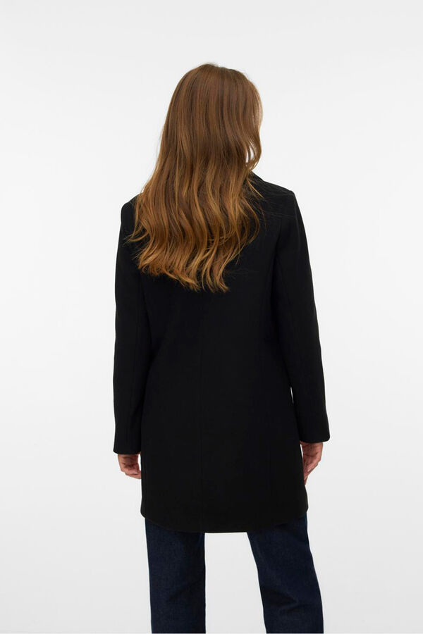 Vero Moda Abrigo midi de pa&ntilde;o Negro