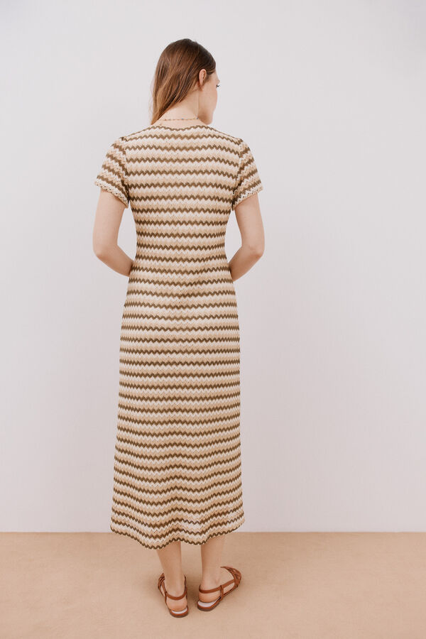 Cortefiel Vestido estruturado riscas Verde