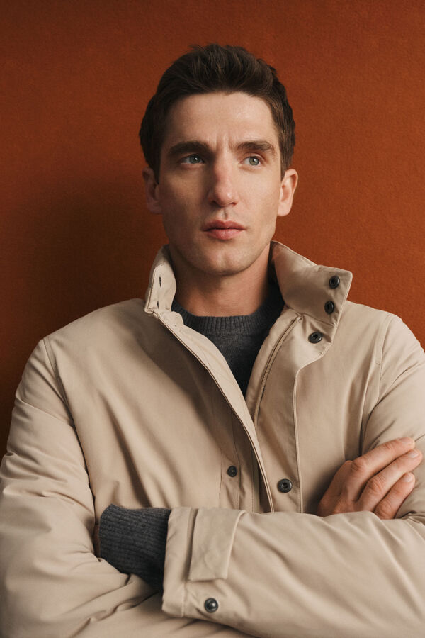 Cortefiel Parka t&eacute;cnica com vistas remov&iacute;veis Tostado