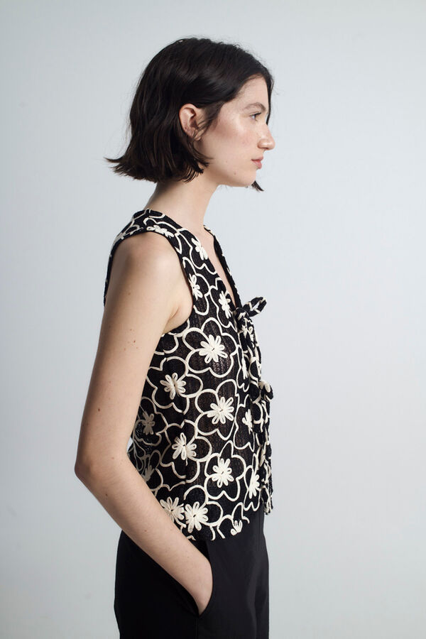 Object Top calado bordado Negro