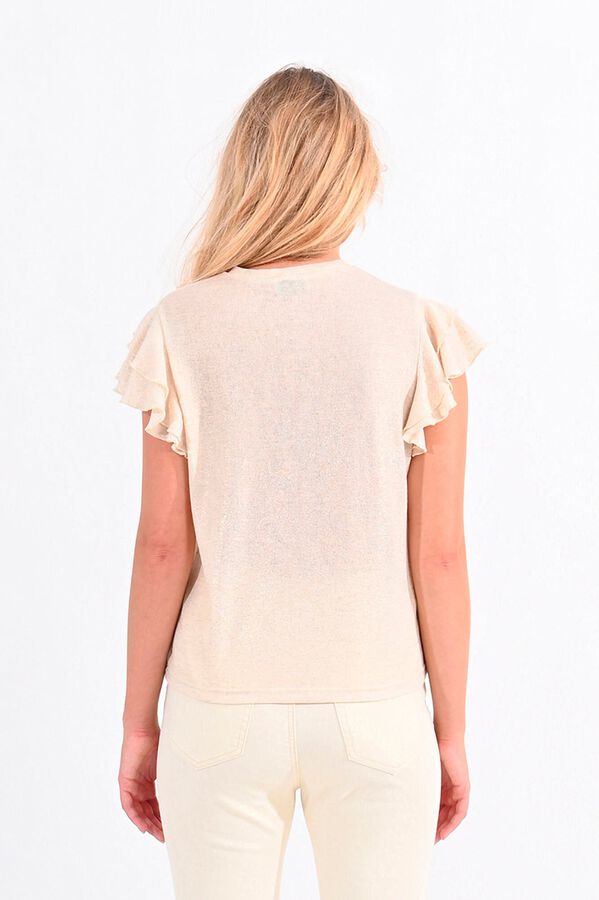 Molly Bracken T-shirt de mulher de manga curta com folhos Dourado