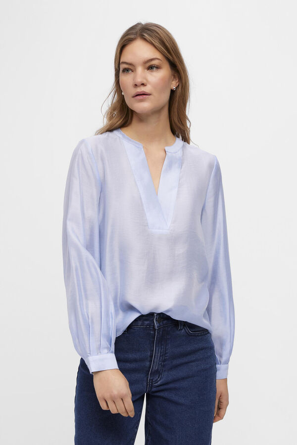 Object Blusa de manga larga y escote de pico Azul